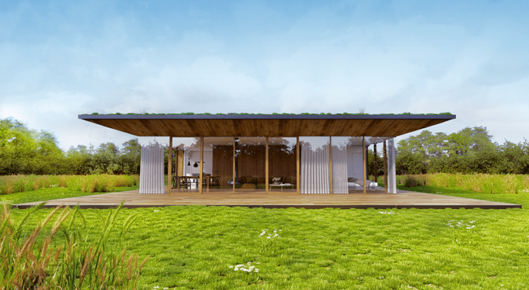Green Nest House by ON-A. Bio arquitectura, diseño sostenible y la tecnología se unen para crear innovadoras casas prefabricadas ecológicas de madera.